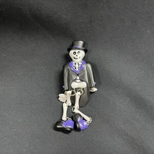 Hallmark Halloween Dapper Skeleton Lapel Pin Black Purple